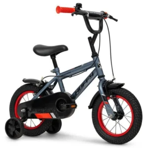 Vélo Enfant – Pro Thunder – Roues 12" – Age 3 à 5 ans – Stabilisateurs – Gris et Rouge – Produit HUFFY